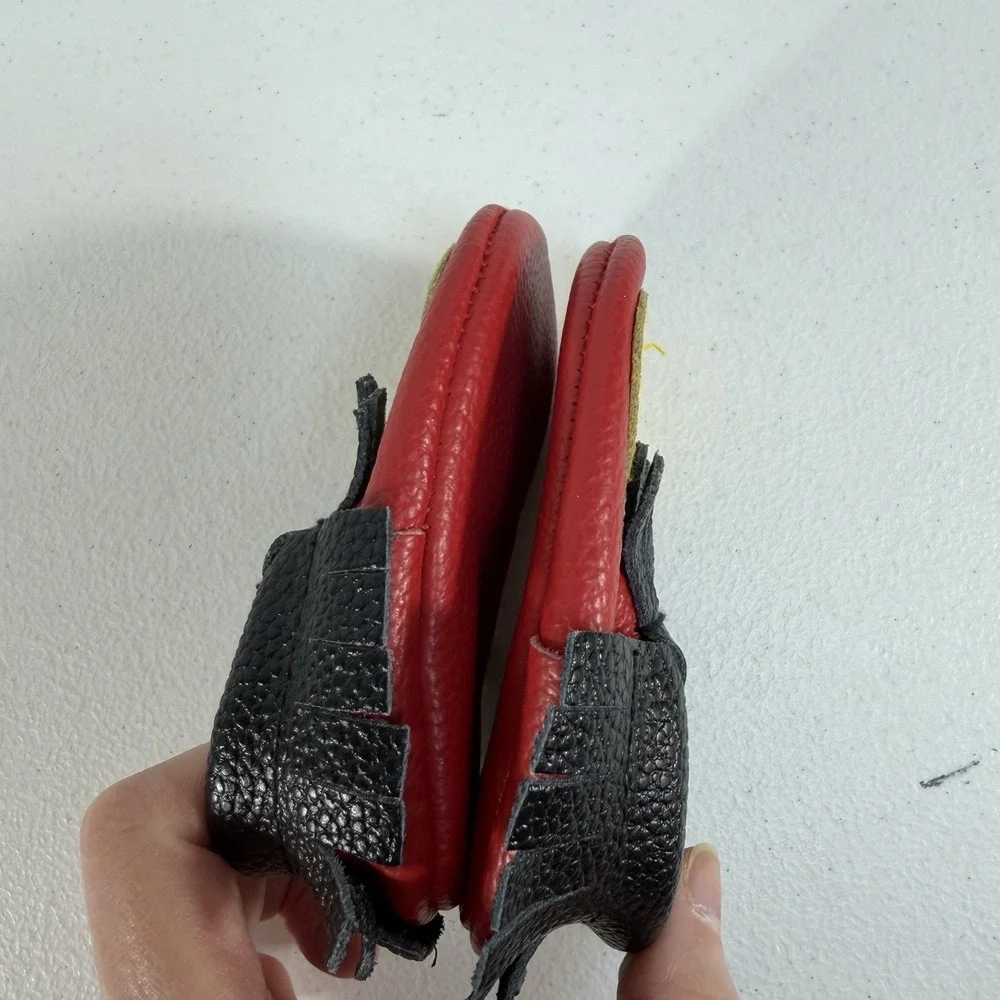 Mickey Like Moccasins Black with Yellow‎ & Red Baby Moccasins Leather Shoes
